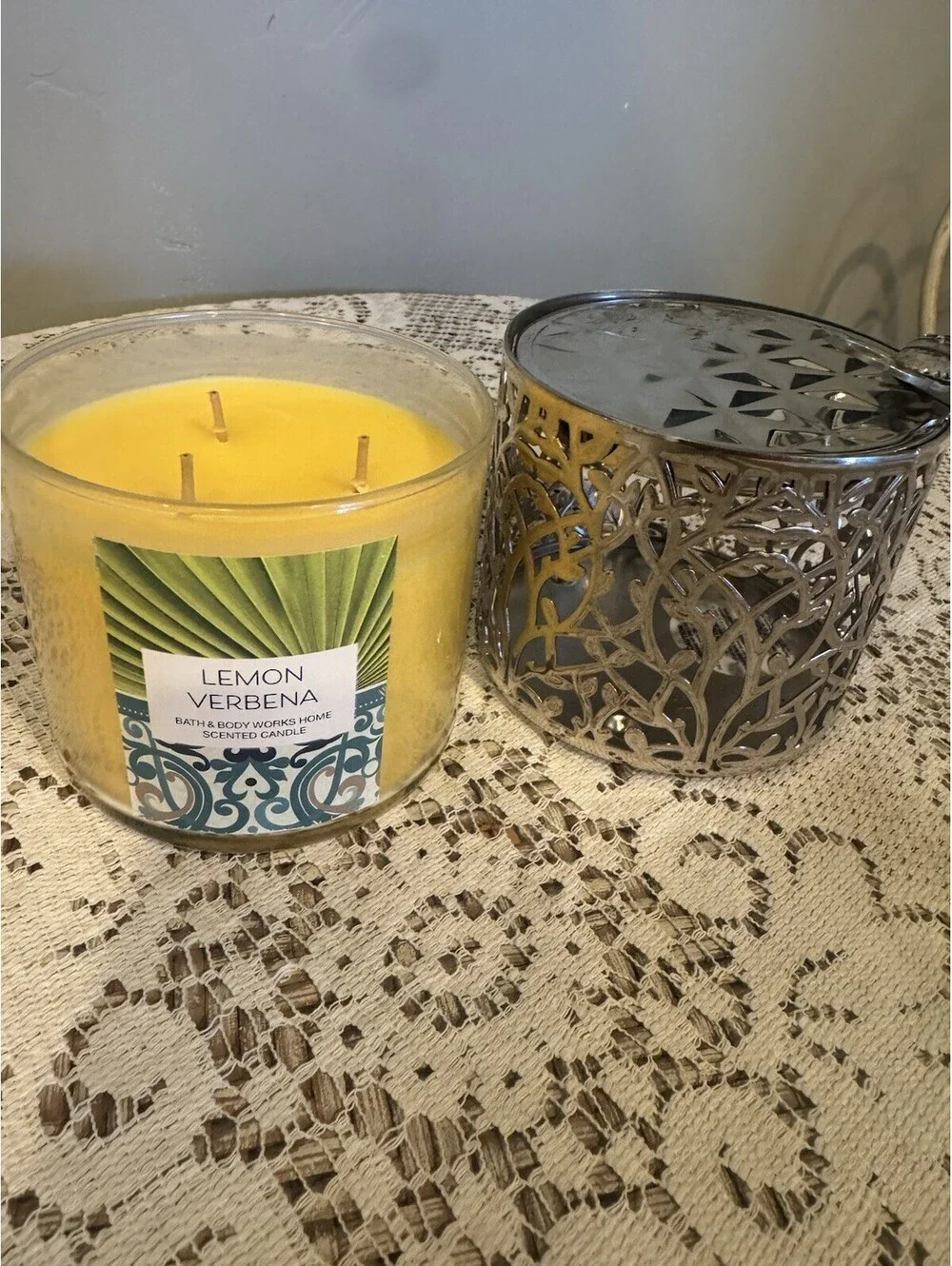 Bath & Body Works Lemon Verbena 3 Wick Jar Candle New